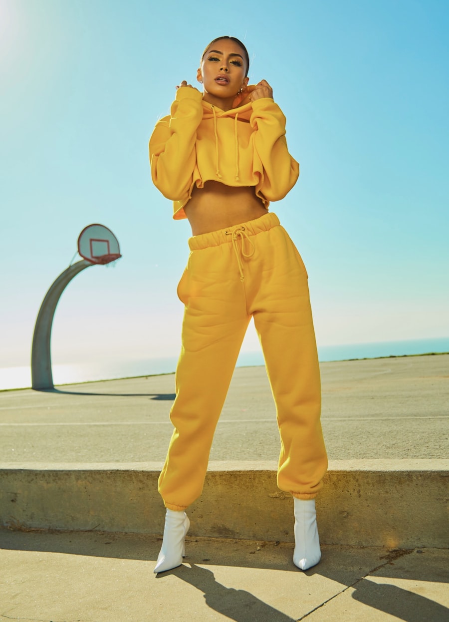 A creator styled for a social media shoot